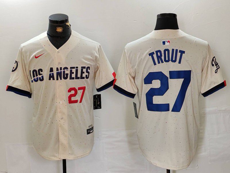 Men Los Angeles Dodgers #27 Trout Cream Fashion Nike Game MLB Jersey style 32->los angeles dodgers->MLB Jersey